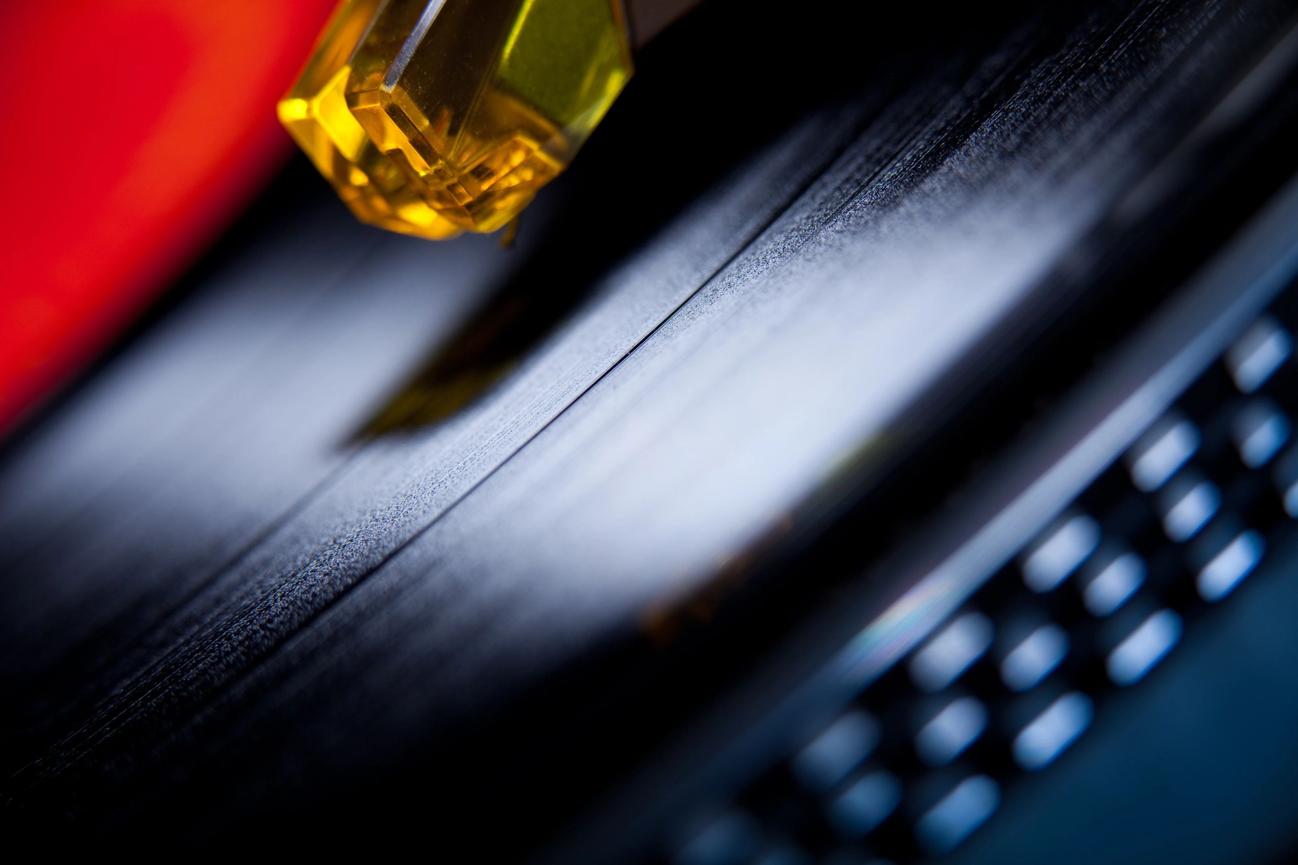 Needle on spinning vinyl record